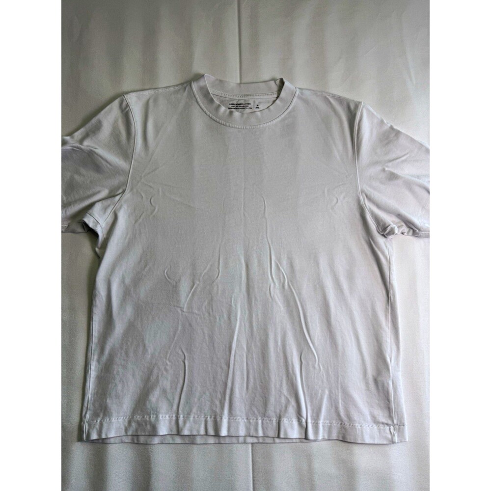 Abercrombie & Fitch Premium Heavyweight 2.0 Men's M Crew Neck White Cotton Tee